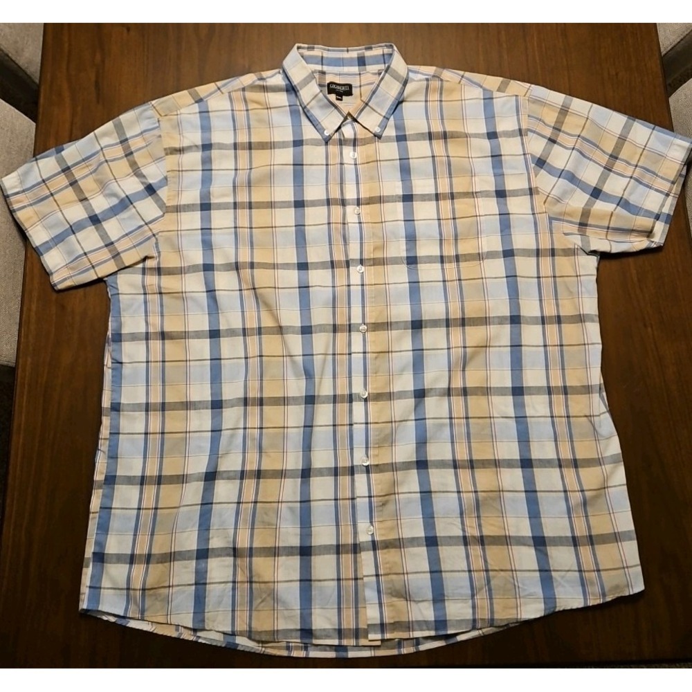 Gioberti‎ Plaid Mens Short Sleeve Button Down Shirt 4XL